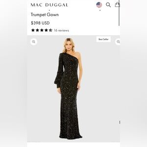 Mac Duggal Black One-Shoulder Sequin Trumpet Gown